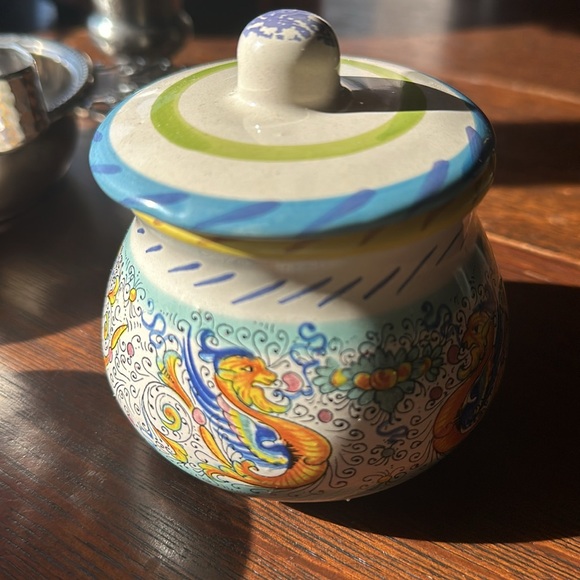 🇮🇹Meridiana Ceramiche hand painted pottery from Italy. Colorful dish with lid - Picture 2 of 16